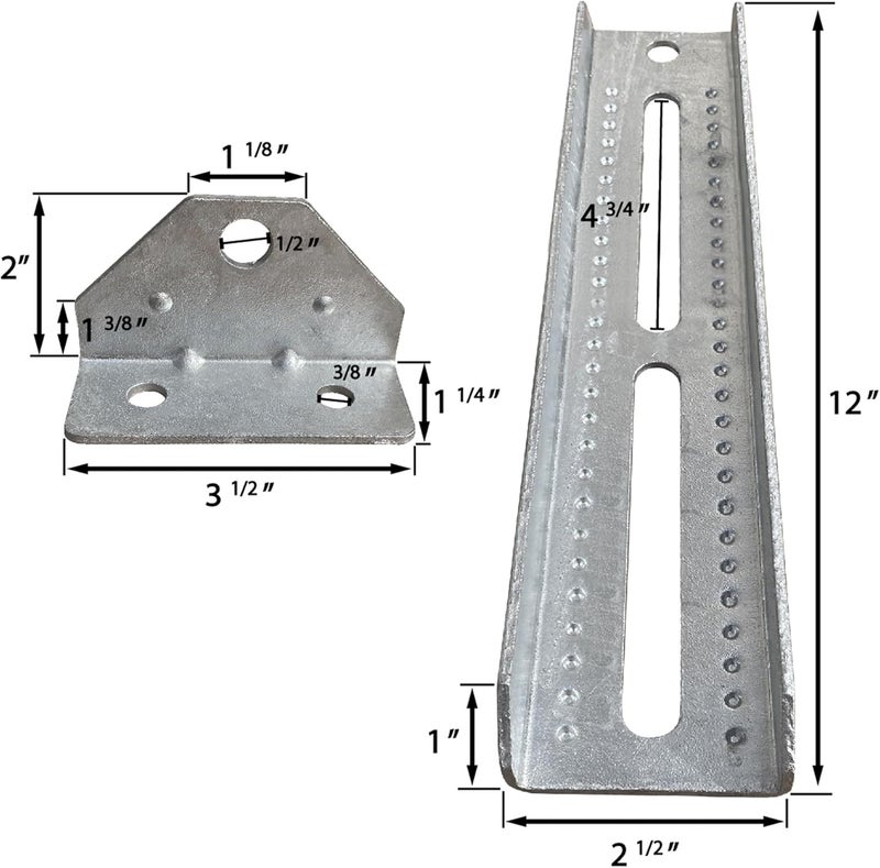 AA 12" Galvanized Swivel and Top Bunk Bolster Bracket for Boat Trailer, Heavy Duty (2 Pack - Image 4